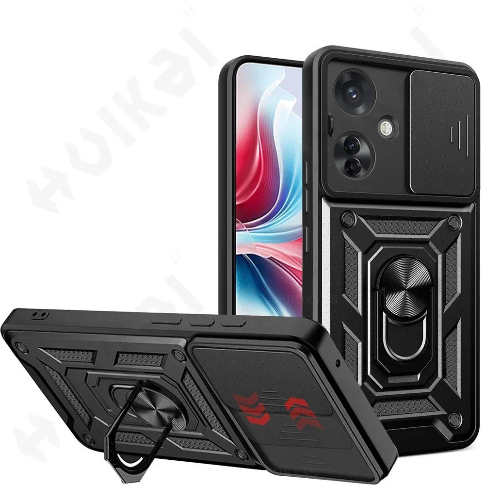 Case for OPPO Reno 11F 11 10 5G Pro Camera Lens Cover Phone Case Ring Stand Armor TPU Antill Silicone Rotate Cover