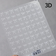 Load image into Gallery viewer, Lovely Gold Silver Black White Line Bowknot 3D Self Adhesive Nail Art Decorations Stickers Ribbon Cute Manicure Decals Wholesale