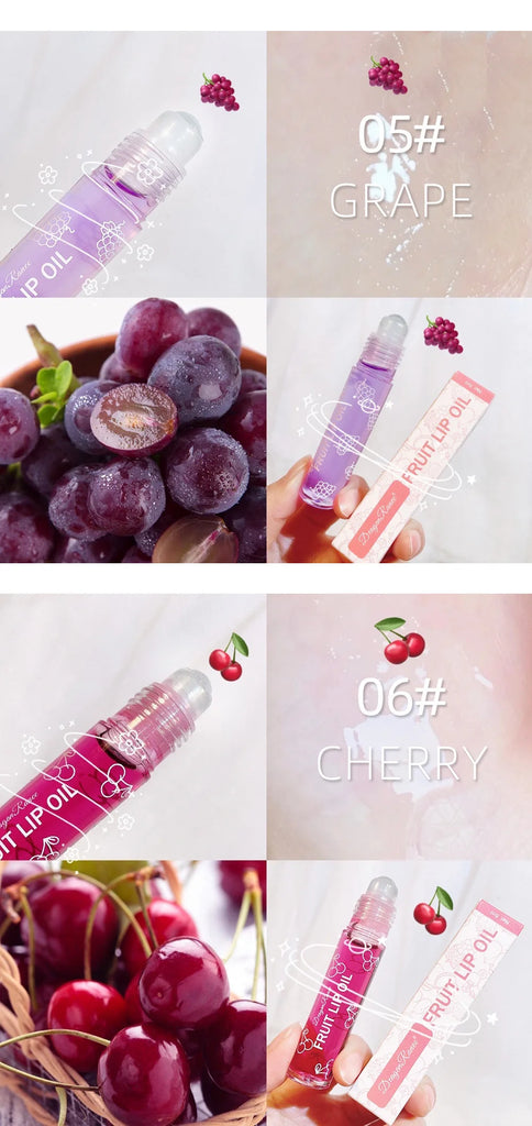 Hydrating Lip Oil Roller Gloss Moisturizing Nourishing Lip Balm Transparent Colorless Fruit Avocado Lip Care