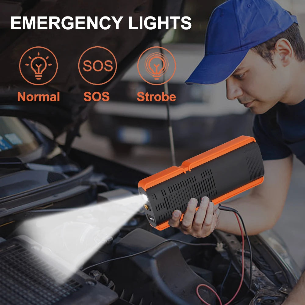 2000A Car Jump Starter Air Pump Multi-Function 4 In 1 Air Compressor Power Bank Car Battery Starter Starting Auto Tyre Inflator