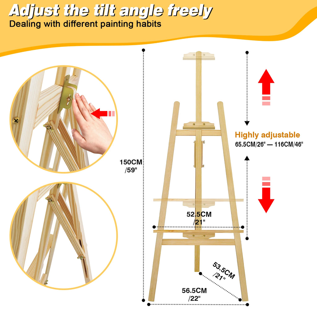 Wooden Artist Easel Adjustable Height Artist Easel Adjustable Drawing Holder tand for Painting Portable Artist Easel Sketch