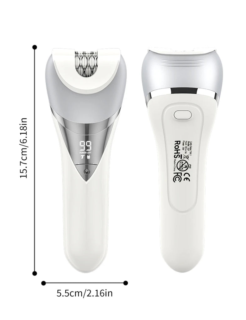 7in1 Electric Razor Bikini Line Trimmer Facial Massager Foot Callus Remover Body Hair Removal for Women Men Waterproof Epilator