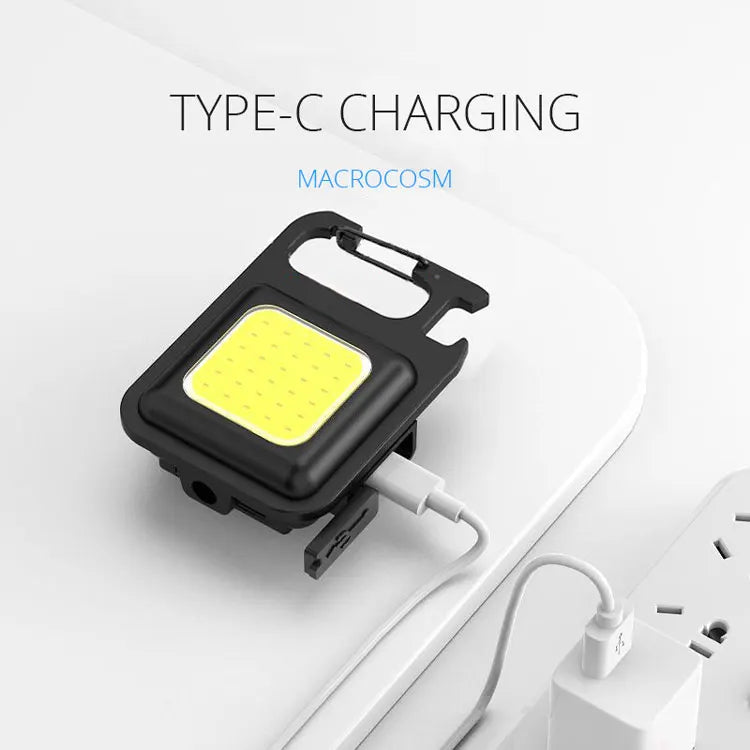 COB LED Mini Flashlight Super Bright EDC Keychain Light Outdoor Emergency Camping Pocket Lamp With Tail Magnet Corkscrew