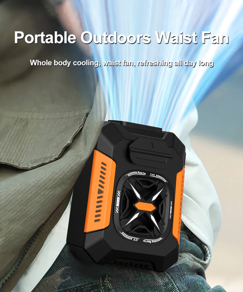 Waist Fan 5000mAh Rechargeable Portable Bladeless Air Conditioner Fan Outdoor Sport Waist Clip Fan with Power Bank Flashlight