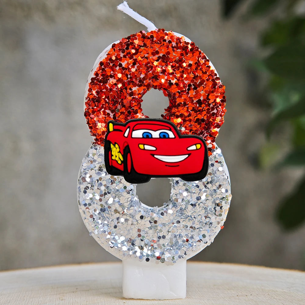 Mcqueen Candles Anime Cake Decor Theme 0-9 Number Candles Birthday Party Cake Topper Kids  Baby Shower  Gift Supplie
