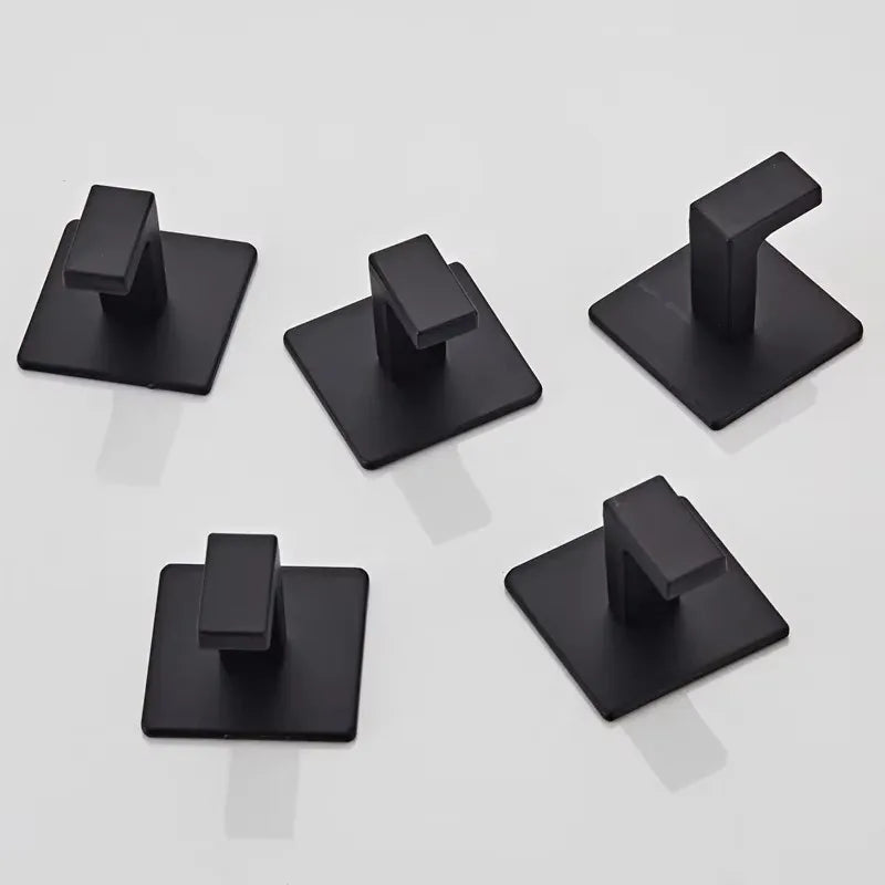 1-4pcs Bathroom Adhesive Wall Black Robe Hooks Towel Hook Coat Holder Keys Clothes Hanger Bathroom Kitchen Hardware Accessories
