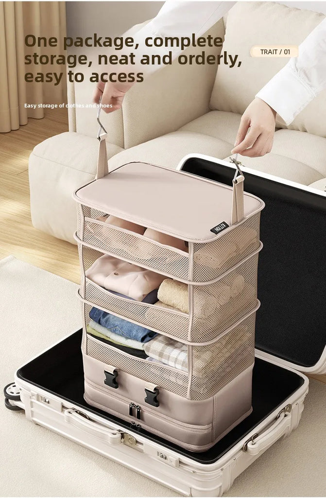 1pc Hanging Travel Clothes Storage Bag Large Capacity Underwear Storage Bag Business Trip Tourism Hotel Wardrobe Hanging Bag