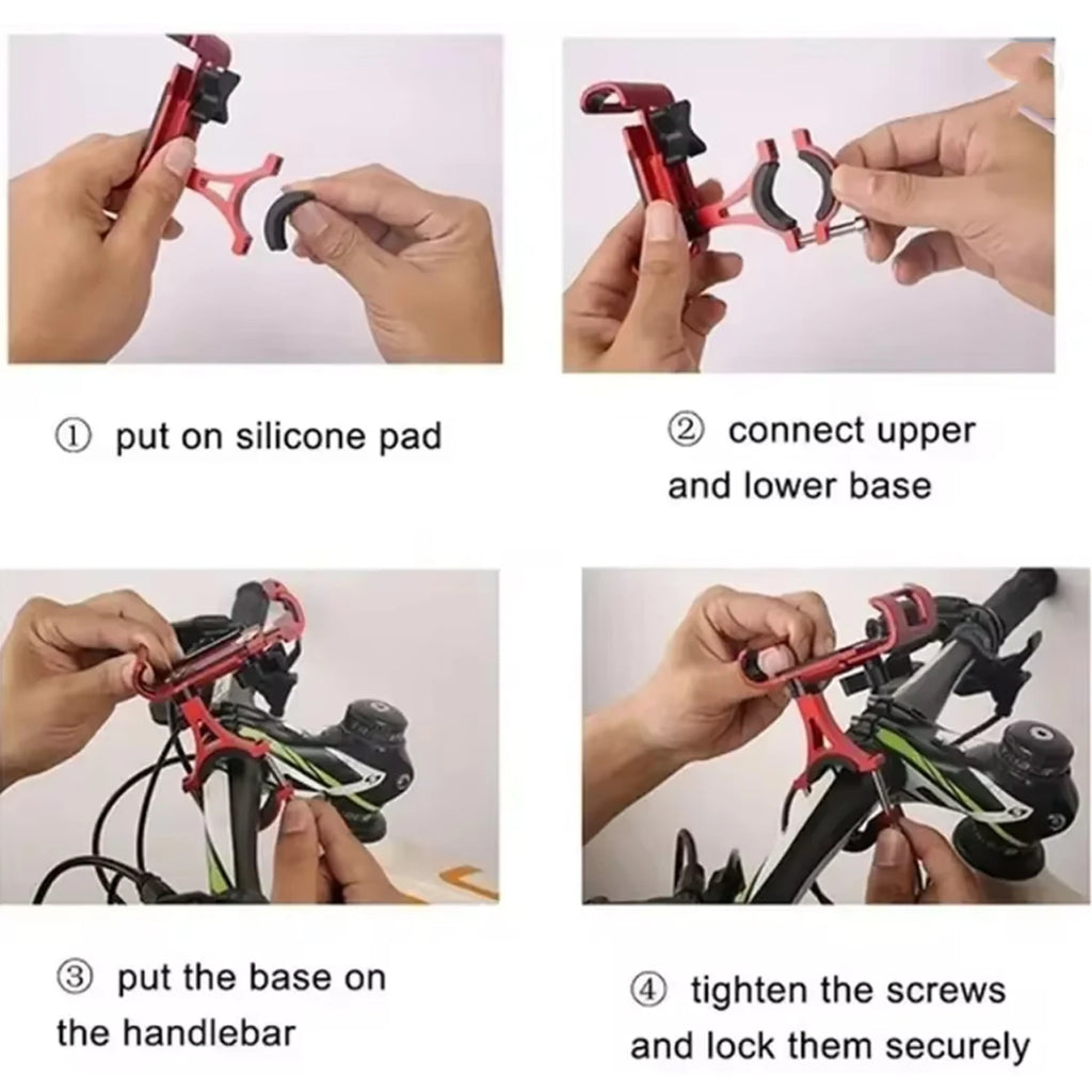 Metal Motorcycle Bike Phone Holder Aluminum Alloy Anti-slip Bracket GPS Clip Universal Bicycle Stand Support for All Smartphones