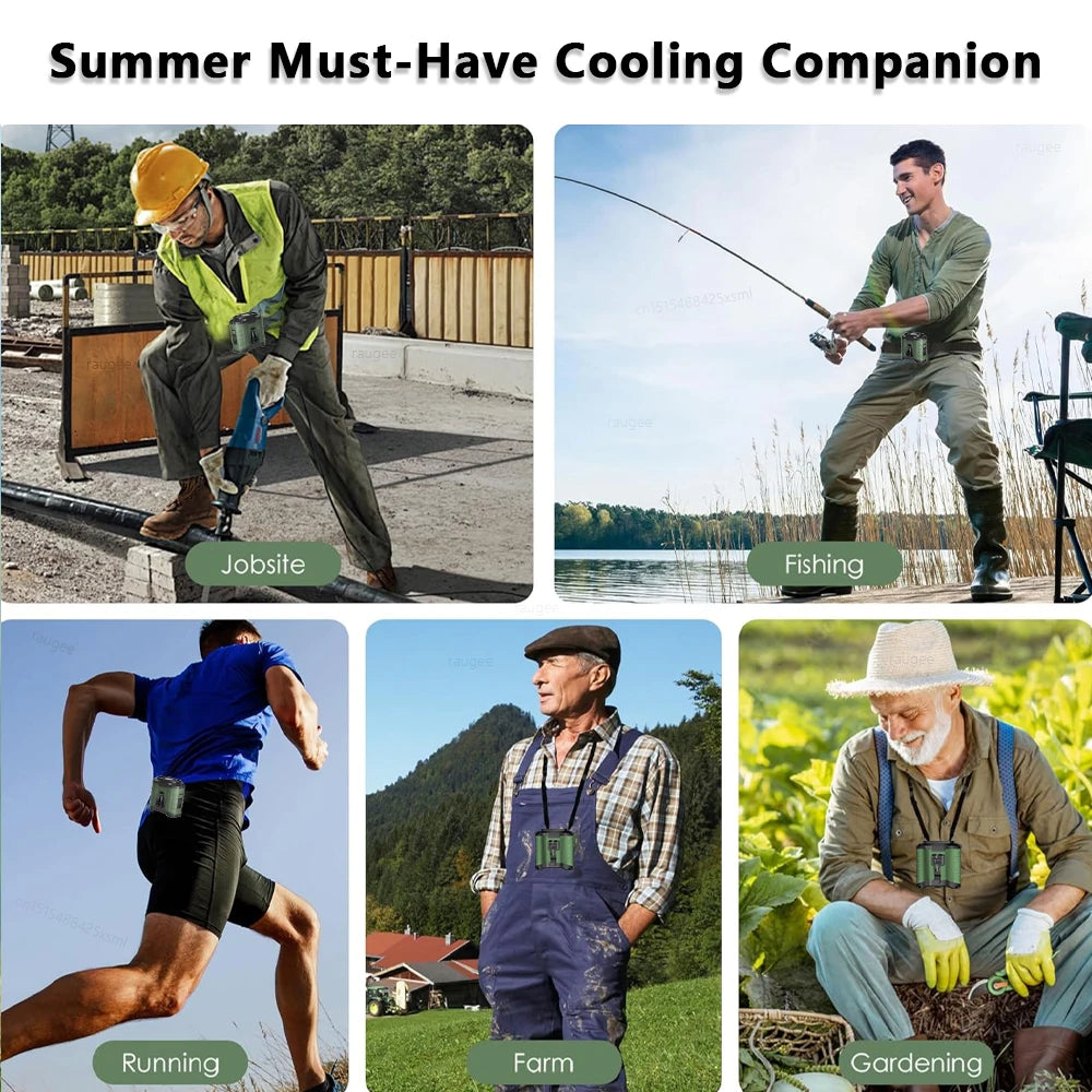 Waist Fan Mini Rechargeable Portable Fan with 10000mAh Power Bank USB Fan Wireless Fan for Sports Outdoor Working