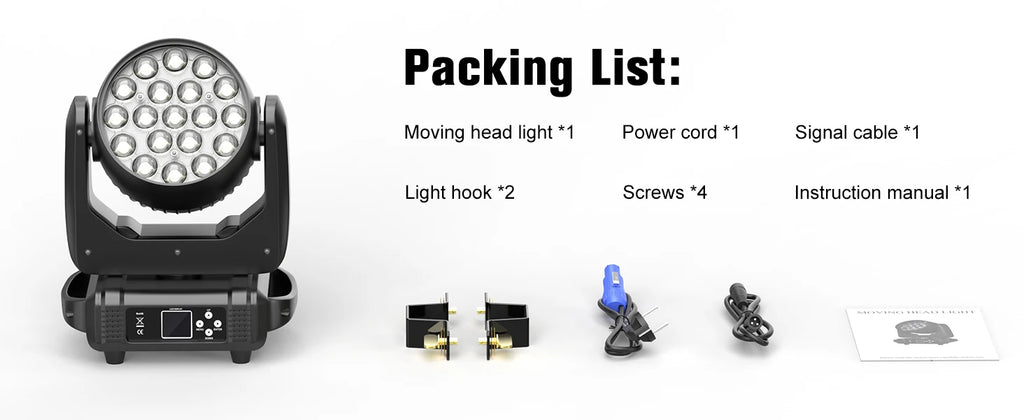 Yiflamefly 2Pcs Moving Head Lights With19X15W RGBW LED DMX512 Stage Light For DJ Karaoke Dance Hall KTV Disco Bar Stage Lighting