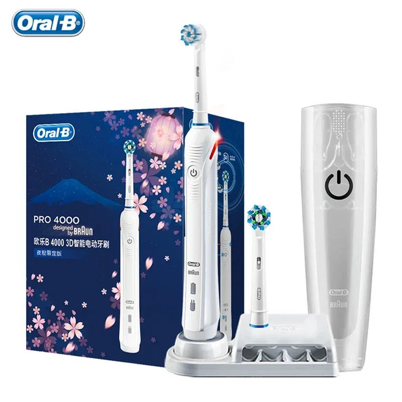 Oral B Pro 4000 Electric Toothbrush Rechargeable 3D Visible Pressure Sensor 4 Modes Sonic Tooth Brush for Adults Oral Cleaning