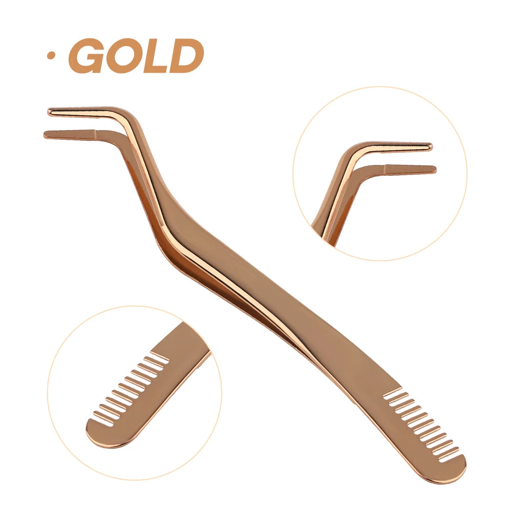 FADVAN Eyelash Comb Tweezers DIY Cluster Eyelash Extensions Tweezer 1 Stainless Steel Anti-Static Non-Magnetic Eyemakeup Toolsls