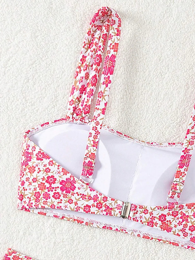 Sexy Floral Print Female Swimsuits Women Bikini 2025 Swimwear High Waisted Bikinis Sets Two Pieces Bandeau Bathing Suit Beahwear