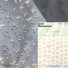 Load image into Gallery viewer, Lovely Gold Silver Black White Line Bowknot 3D Self Adhesive Nail Art Decorations Stickers Ribbon Cute Manicure Decals Wholesale
