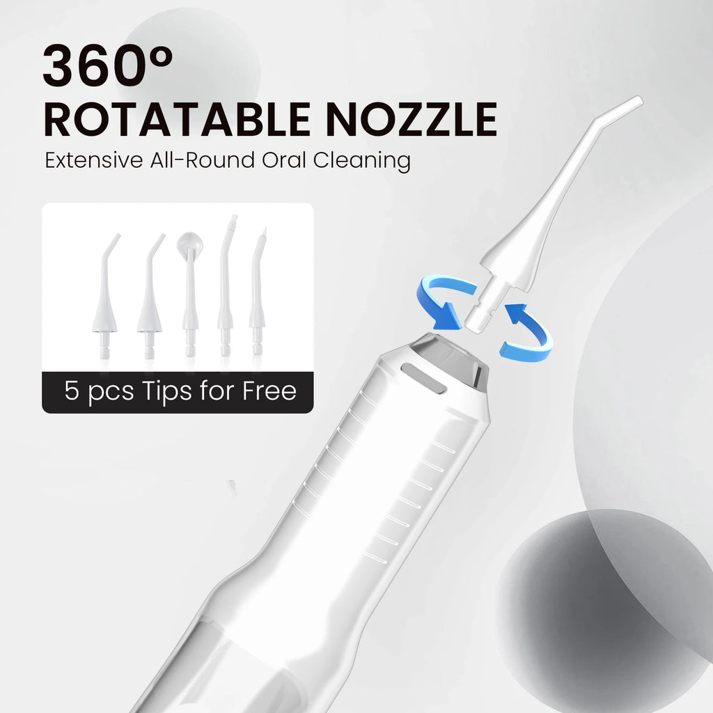 Dental Water Flosser Professional Cordless Rechargeable Electric Oral Irrigator Water Jet for Teeth Braces Care with 5 Jet Tips