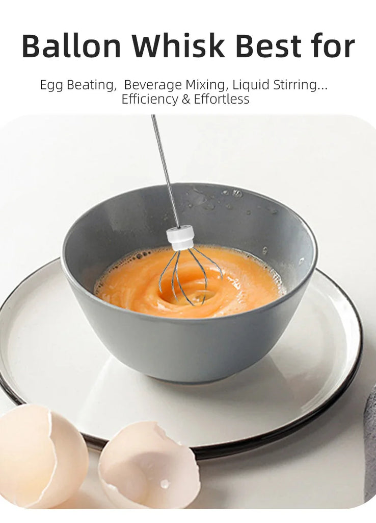 HOT  Electric Milk Frother + Egg Beater Wireless Type-C Charging 3 Speeds Mini Handheld Foam Maker Coffee Whisk Cooking Tools