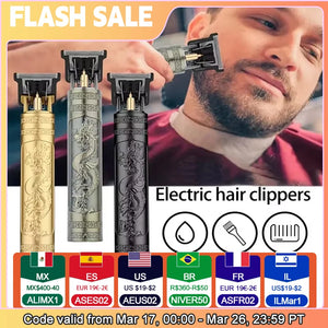 Vintage T9 Electric Hair Cutting Machine Hair Clipper Professional Men Shaver Rechargeable Barber Trimmer for Men Dragon Buddha