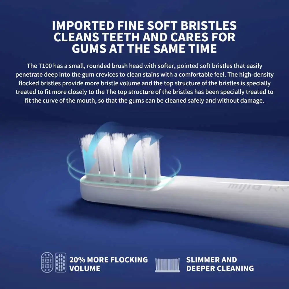 XIAOMI Mijia T100 Sonic Electric Toothbrush Mi Smart Waterproof Tooth Head Brush IPX7 Rechargeable USB for Teeth Brush Whitening
