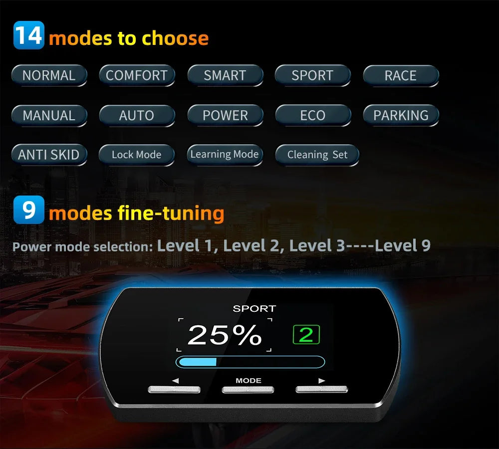 FORWiiYii 2024 Newest Auto 14 Drive Modes Car Speed Up Accelerator F2 Save Fuel Consumption Electronic Boost Throttle Controller