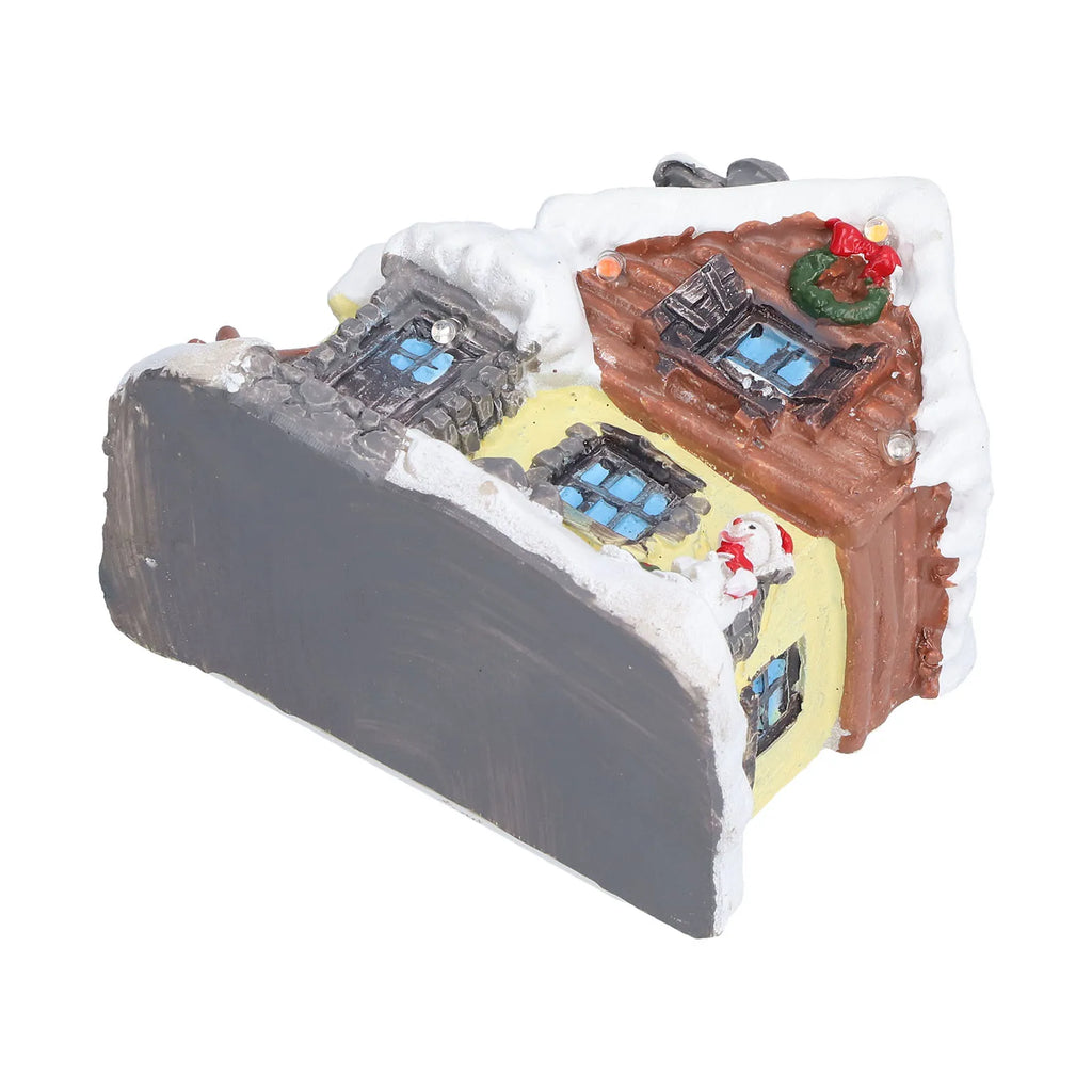 Christmas Decorations Winter Snow Christmas Houses Miniature Indoor Village Building Santa Houses Decor with Warm LED Light