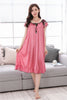 Sexy Nightgown Women 2025 Long Female Summer Short Sleepwear Faux Satin Bow Nightdress Round Neck Nightwear For Ladies  Nighty