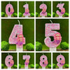 Sanrio Handmade DIY1pc Number 0-9 Pink cartoon mermaid Digital Candles with Sequins Suitable for Birthday Party Cake Decoration