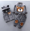Kids Cartoon Clothing Sets Winter Autumn Boys Girls Cotton Thick Warm Hooded Sweater Cute Bear 3Pcs Children Suits 0-4 Years