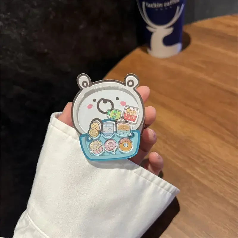 Ins Korean Cute Snacks White Bear Holder for IPhone Bracket Grip Tok Cartoon Magnetic Wireless Charge Phone Stand Phone Support