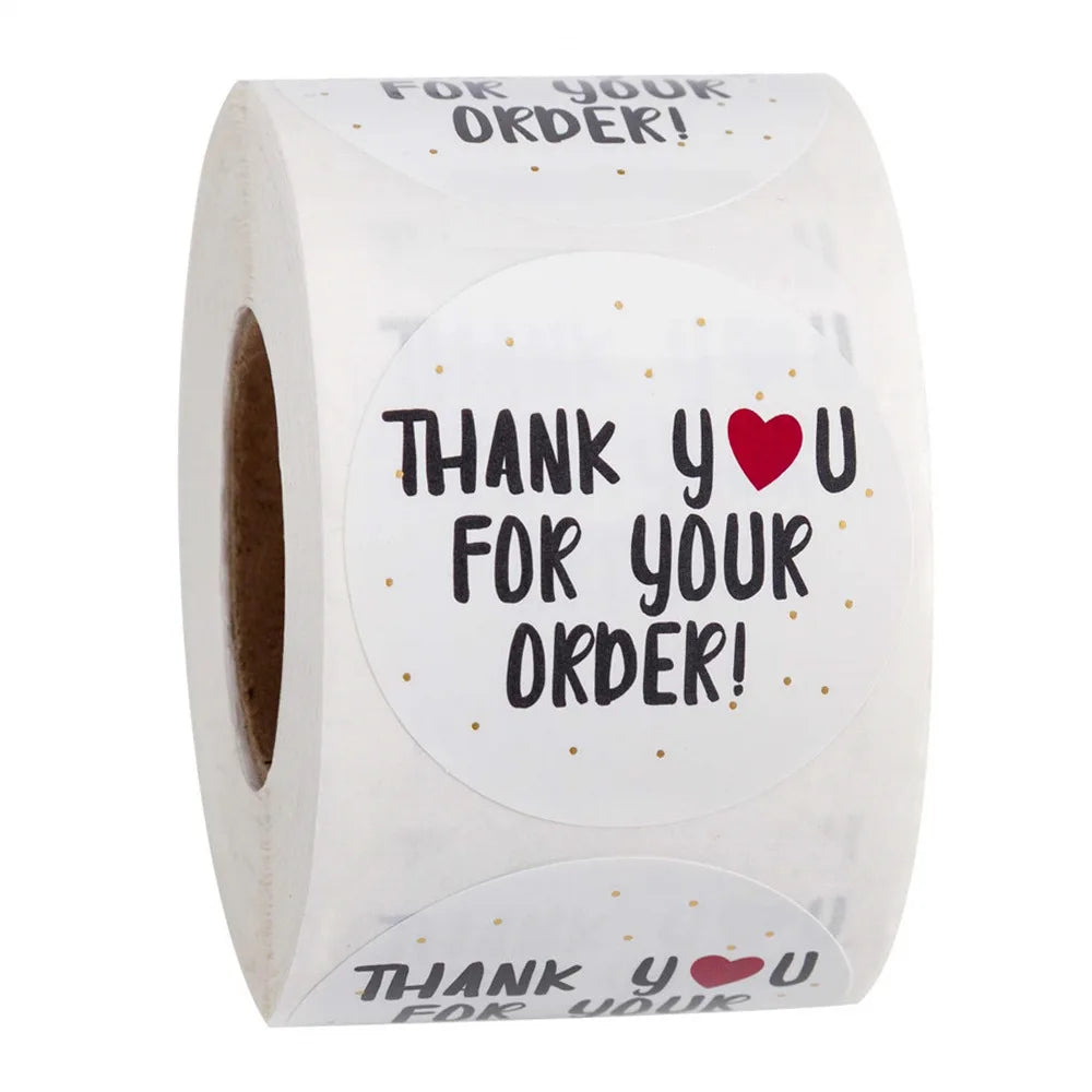 50-500pcs thank you for your order sticker white labels sticker Heart Thanks for Shopping Small Shop Local Handmade sticker