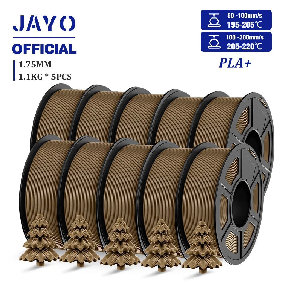 JAYO PLA + 3D Filament 1.75MM 10 Rolls PLA PLUS 3D Printer Filament Neatly Wound 3D Printing Filament 1.1kg Spool High Toughness