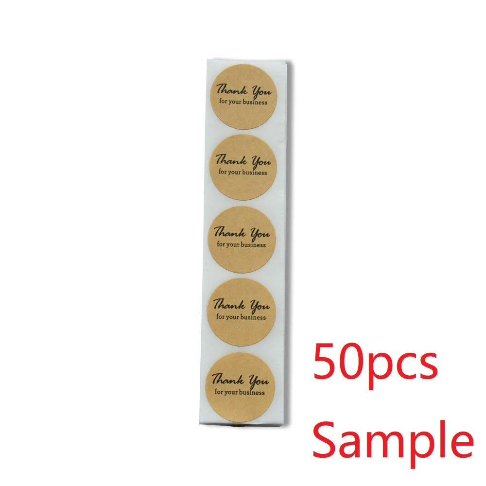 50pcs Round Natural Kraft Handmade Stickers scrapbooking for package adhesive thank you sticker seal labels stationery