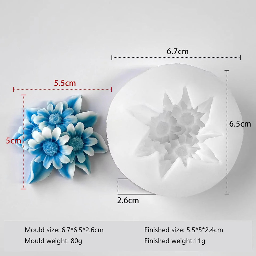 DIY Aromatherapy Candles Diffuser Stones Plaster Handmade Soap Petal Resin Crafts And Home Decoration Flower Silicone Mold For