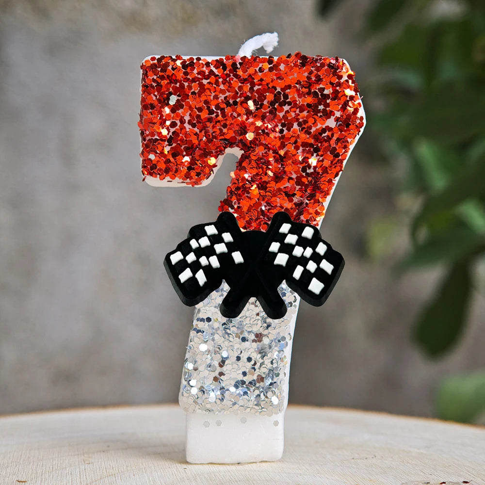 Mcqueen Candles Anime Cake Decor Theme 0-9 Number Candles Birthday Party Cake Topper Kids  Baby Shower  Gift Supplie