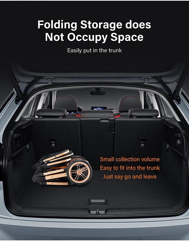 Luxury Baby Stroller 3 in 1 Newest Easy Folding Multifunctional Stroller Travel Portable Baby Carriage Safety Seat EU Standard