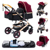 Luxurious 3 in 1 Baby Stroller Portable Travel Baby Carriage Folding Prams Aluminum Frame High Landscape Car for Newborn Baby BLACK