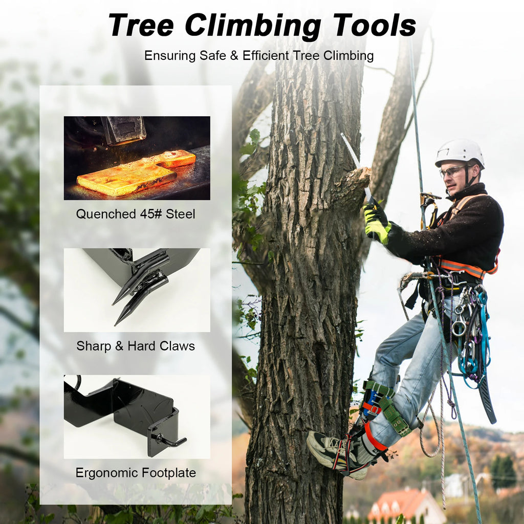 1 Set Portable Tree Climbing Spike Set with Safety Belt Practical Climbing Tree Spikes Straps Climb Trees Rope Tool