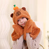High Quality New Capybara Plush Hat Scarf Gloves 3-in-1 Elk Creative Cartoon Super Soft Warm Christmas Gift For Boys And Girls