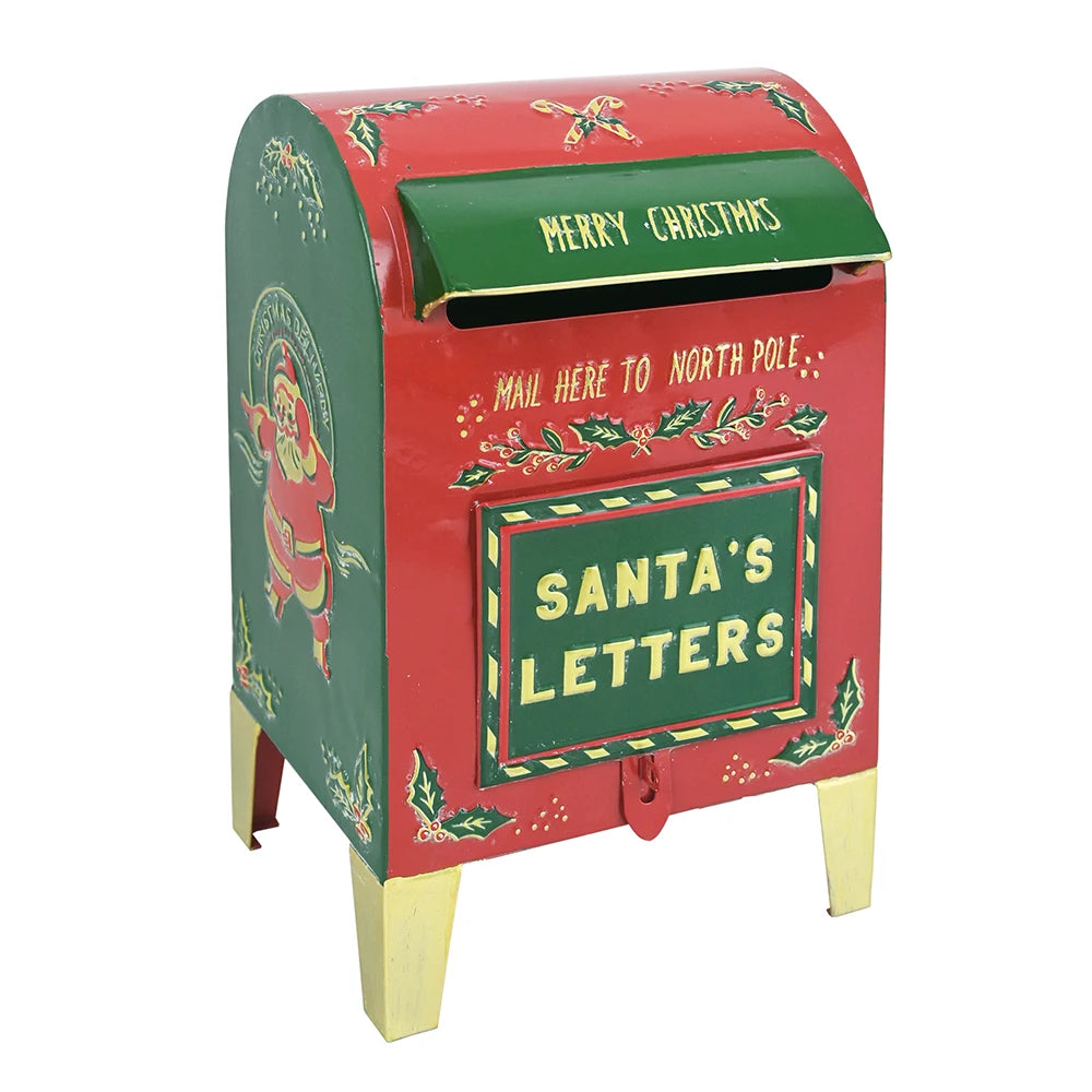 Santa Mailbox Farmhouse Christmas decorations Outdoor Garden Metal Mailbox Christmas Wishing Mailbox Leaving Message Post Box St