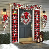 Christmas Decorations Outdoor Yard Front Porch Sign Set Red Black Buffalo Plaid Door Banner Hanging Merry Christmas Decorations