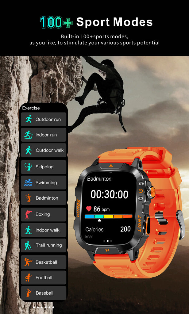 LIGE New Outdoor Military Smart Watch Men 420mAh LED Flashlight Heart Rate Sleep Health Monitoring Sport Fitness Smartwatch 2025