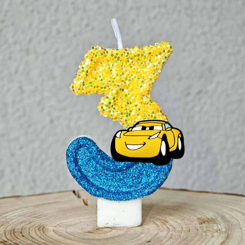 Mcqueen Candles Anime Cake Decor Theme 0-9 Number Candles Birthday Party Cake Topper Kids  Baby Shower  Gift Supplie