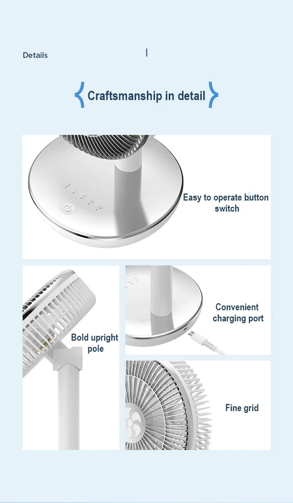 Fans Portable Desktop Fan Home Office Dormitory USB Rechargeable Small Electric Fan Air circulators High Wind Table Fan 7200mAh
