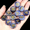 12pcs 18mm Round Zodiac Ornament Natural Stone Crystal Agate 12 Zodiac Sign Rune Reiki Stone Jewelry Accessories Christmas Gift