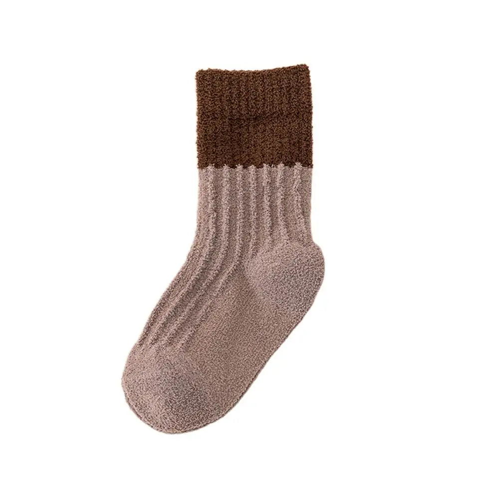 Winter Children Home Sleeping Socks  Indoor Socks Patchwork Color  Socks Mid Tube Socks Striped Socks Floor Socks