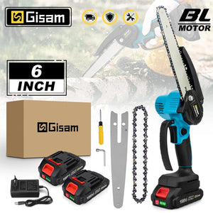 Gisam 8 Inch Brushless Electric Chainsaw Cordless Electric Saw Woodworking  Cutting Tool Compatible with Makita 18v Battery Pin