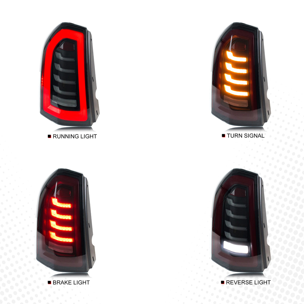 LED Tail Lights for Chrysler 300 300C 300S 2011-2014 Dynamic Signal Start-up Animation Pair Black Rear Lamps Assembly