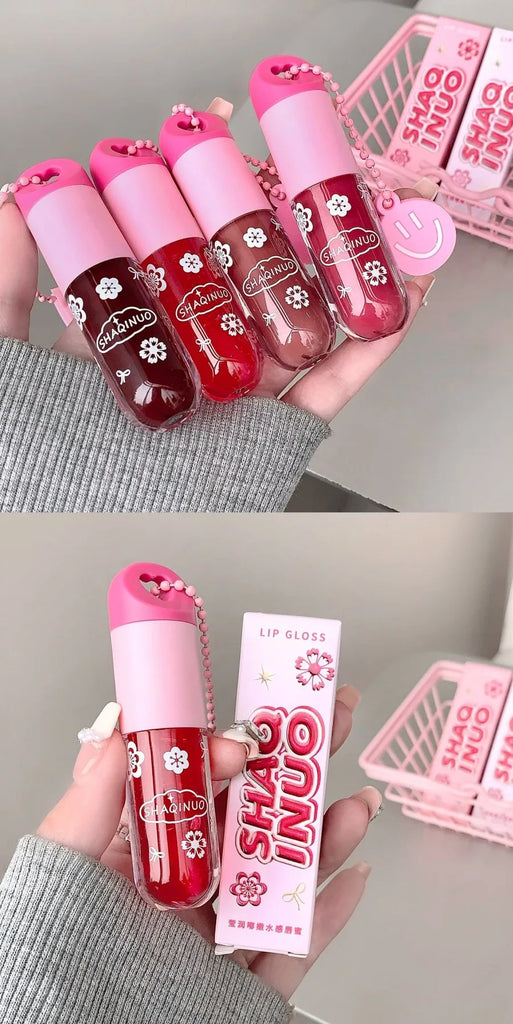 SHAQINUO Lustrous, tender and watery lip gloss, water-rich glass lips, mirror-like light makeup