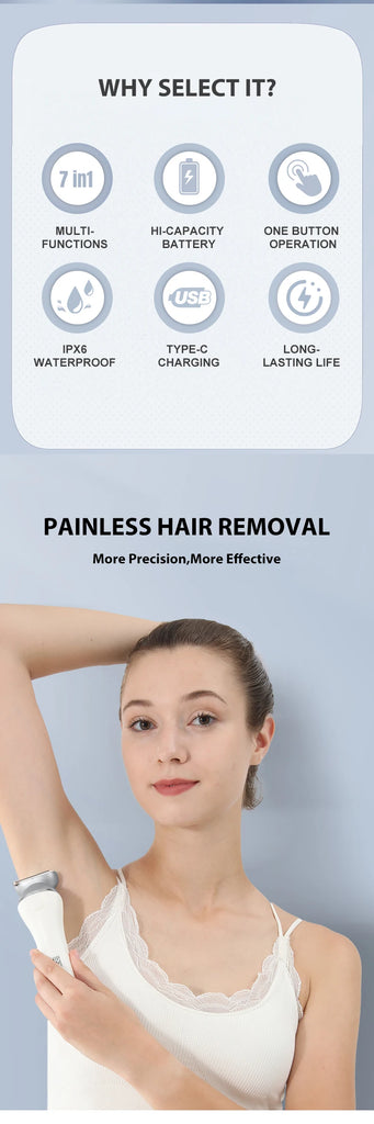 7in1 Electric Razor Bikini Line Trimmer Facial Massager Foot Callus Remover Body Hair Removal for Women Men Waterproof Epilator