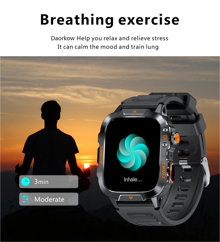 LIGE New Outdoor Military Smart Watch Men 420mAh LED Flashlight Heart Rate Sleep Health Monitoring Sport Fitness Smartwatch 2025