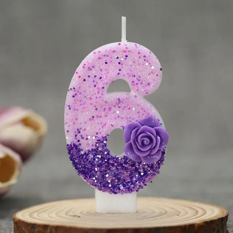 0 1 2 3 4 5 6 7 8 9 Birthday Candle 1 Years Purple Flower Birthday Candles for Cake Purple Children's Birthday Candle Decoration